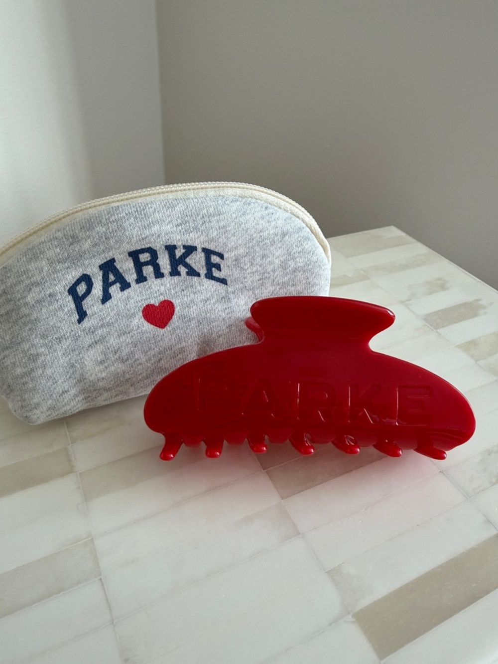 NEW PARKE Claw Clip & Zipper Pouch in Crimson